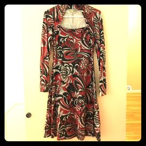 Adorable red, black and grey dress. Size 4.